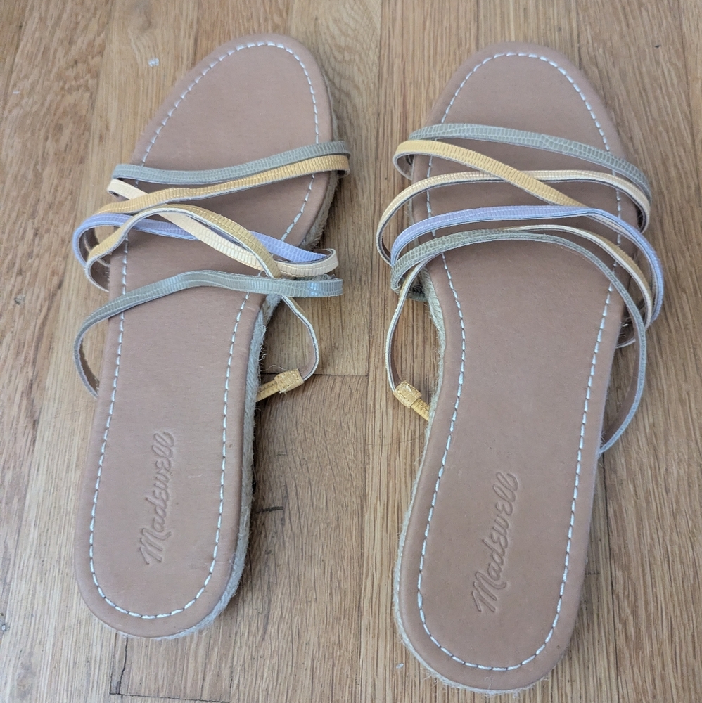 MADEWELL KATHRYN ESPADRILLE SLIDE SANDAL COLORBLOCK SNAKE EMBOSSED LEATHER - Picture 2 of 3